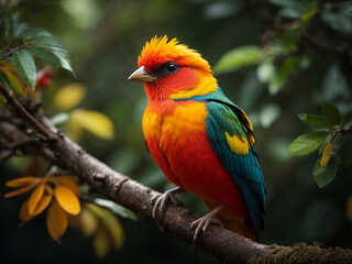 Obraz premium A bird sitting on a tree branch 