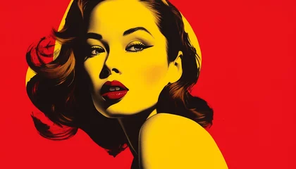 Poster Pop art beauty Sensual young woman exudes elegance and glamour generated by AI © Stockgiu