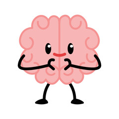 Cartoon brain character illustration. Funny cartoon brain character drawing set. Smart brain with lightbulb, sleeping, farting, thinking, training and dead. Cute vector hand drawn illustration.