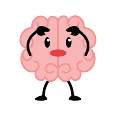 Cartoon brain character illustration. Funny cartoon brain character drawing set. Smart brain with lightbulb, sleeping, farting, thinking, training and dead. Cute vector hand drawn illustration.