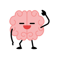 Cartoon brain character illustration. Funny cartoon brain character drawing set. Smart brain with lightbulb, sleeping, farting, thinking, training and dead. Cute vector hand drawn illustration.