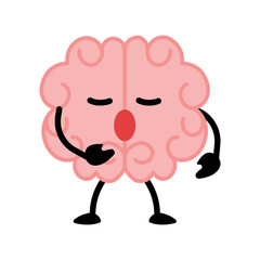Cartoon brain character illustration. Funny cartoon brain character drawing set. Smart brain with lightbulb, sleeping, farting, thinking, training and dead. Cute vector hand drawn illustration.