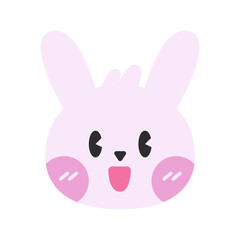 Cute Rabbit Face Emoticons Set. Happy, Angry, Crying, Love and Sleeping Cute Faces.