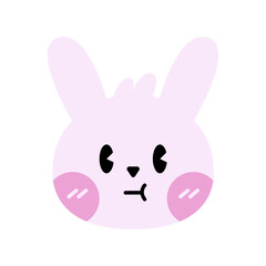 Cute Rabbit Face Emoticons Set. Happy, Angry, Crying, Love and Sleeping Cute Faces.