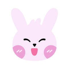 Cute Rabbit Face Emoticons Set. Happy, Angry, Crying, Love and Sleeping Cute Faces.