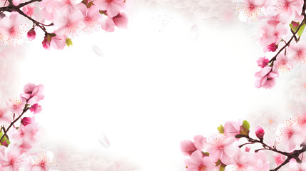 Fototapeta na wymiar Decorated background surrounded by cherry blossoms, Generative AI