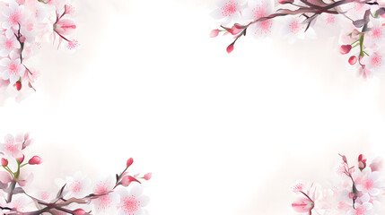 Obraz na płótnie Canvas Background decorated with cherry blossoms in the corner, Generative AI
