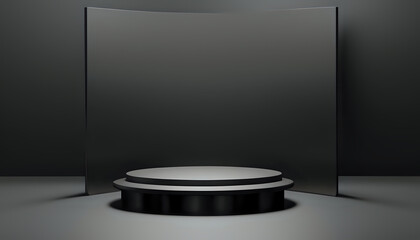3d render of a mirror, Professional 3D visualization of a black backdrop and product podium stand, house, frame, apartment, Ai generative 