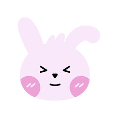 Cute Rabbit Face Emoticons Set. Happy, Angry, Crying, Love and Sleeping Cute Faces.