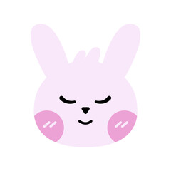 Cute Rabbit Face Emoticons Set. Happy, Angry, Crying, Love and Sleeping Cute Faces.