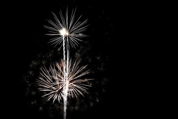 Fototapeta premium Fireworks on black sky 
