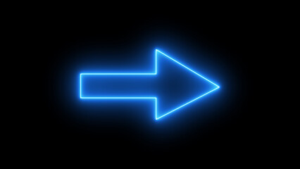 Neon right Directional arrow line ,signal icon purple color .