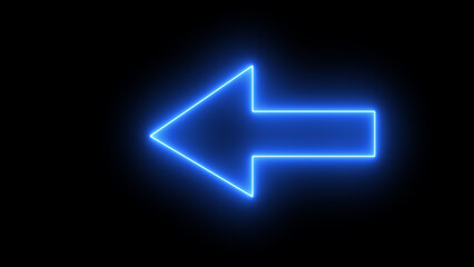 blue color arrow points to the left. Flashing neon icon to the. left neon arrow.