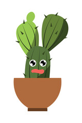 Cute cartoon cactus and succulents with funny happy faces, expression in flowerpot. concept simple flat design illustration vector. can used for cards, invitations, sticker, object decoration.