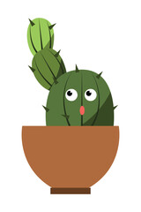 Cute cartoon cactus and succulents with funny happy faces, expression in flowerpot. concept simple flat design illustration vector. can used for cards, invitations, sticker, object decoration.