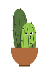 Cute cartoon cactus and succulents with funny happy faces, expression in flowerpot. concept simple flat design illustration vector. can used for cards, invitations, sticker, object decoration.