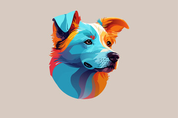 two vector dog head, bright logo
