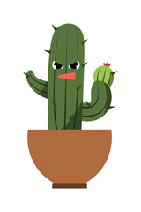Cute cartoon cactus and succulents with funny happy faces, expression in flowerpot. concept simple flat design illustration vector. can used for cards, invitations, sticker, object decoration.