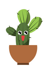 Cute cartoon cactus and succulents with funny happy faces, expression in flowerpot. concept simple flat design illustration vector. can used for cards, invitations, sticker, object decoration.