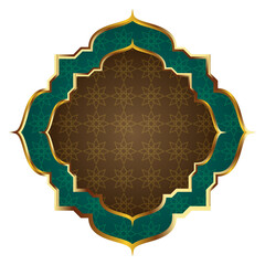 Islamic frame with gradient blue background and golden border
