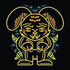 Colorful Monoline Cute Rabbit Vector Graphic Design illustration Emblem Symbol and Icon
