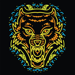 Colorful Monoline Wolf Vector Graphic Design illustration Emblem Symbol and Icon
