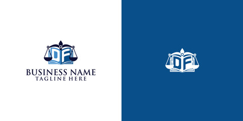Combination logo of letter D, F, DF, FD initials and law firm logo and cool book icon