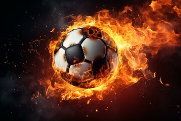 Flaming soccer ball, sports betting. Generative AI