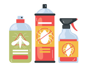 Pesticide pest bottle control insect insecticide spray concept. Vector graphic design illustration