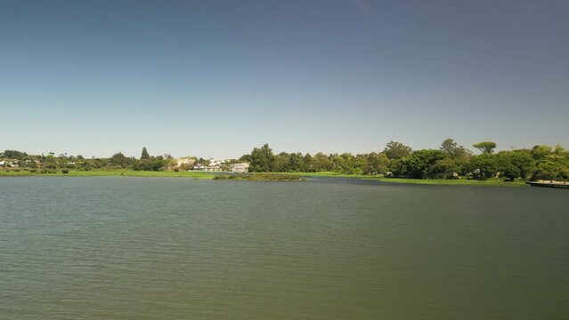 Aerial view of Paranoa lake in the morning