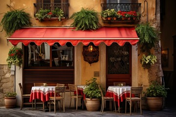 image featuring a traditional eatery in Italy. Generative AI
