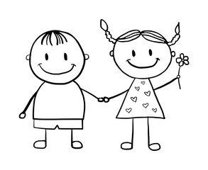 Stick People Svg, Stick Children Clipart, Kid Svg, Stick Figure Clipart, People Image, Stick Family, Stick Boy And Girl, Digital Download, Svg Files for Cricut