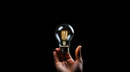 Smart Innovation: Hand Holding Virtual Lightbulb Sketch