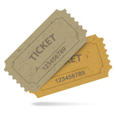 Admit One Vintage Paper Tickets with Numbers Icon Isolated.