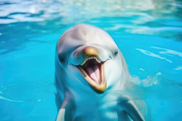 Fototapeta premium Close-Up View of a Dolphin's Graceful Swim