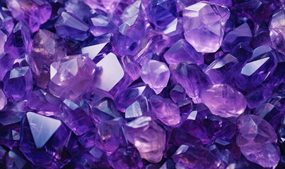 Amethyst stones Background. Purple minerals wallpaper. For postcard, book illustration.Created with...
