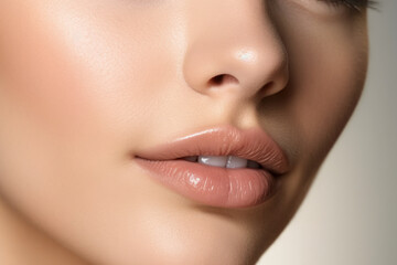 Obraz premium Beautiful woman face close up. Perfect skin. Cosmetics and make-up