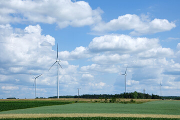 landscape in the countryside with wind generators