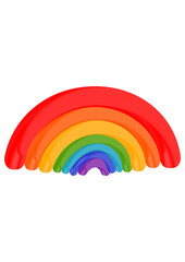 A cartoon rainbow. A rainbow of seven colors. Hand drawn illustration. Fun, colorful clipart. Isolated object.  