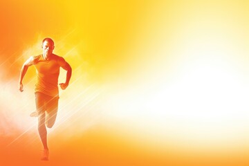 Fototapeta na wymiar Bright colorful background, sports theme, running athlete.