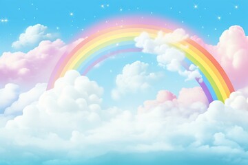 Rainbow and cloud background. Generative AI