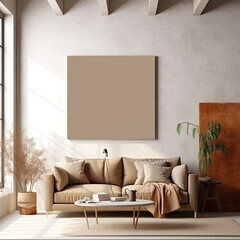 Classic Brown Canvas Mock up picture in living Room