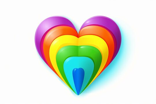 Cartoon heart and rainbow for Valentine's Day symbolizing love and LGBT love. Generative AI