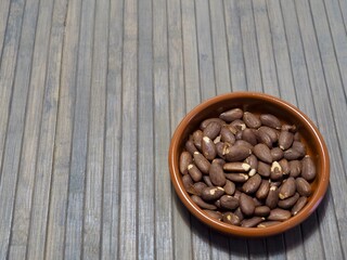 isolated view of a roasted almonds bowl