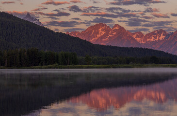 Sunrise Reflection Landscape in Grand Teton National Park in Summer