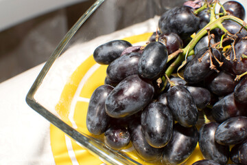 Closeup view of a bunches of ripe grapes