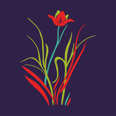 Obraz premium Vector flowers of hand drawn, plants, leaves. Art floral elements. Use for t-shirt prints, logos, cosmetics and beauty design elements.