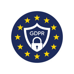 GDPR Security shield logo. GDPR sign, GDPR Symbol Vector logo, compliant, data security 