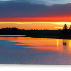 Fototapeta premium sunset over the lake