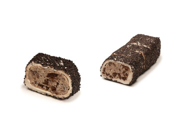 Sweet roll with chocolate and nuts, turkish sweets.